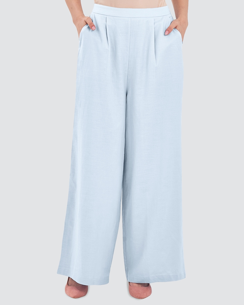 Image of FAYE LINEN PANTS - SKY BLUE