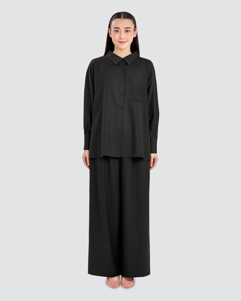 Image of FAYE LINEN SHIRT - BLACK