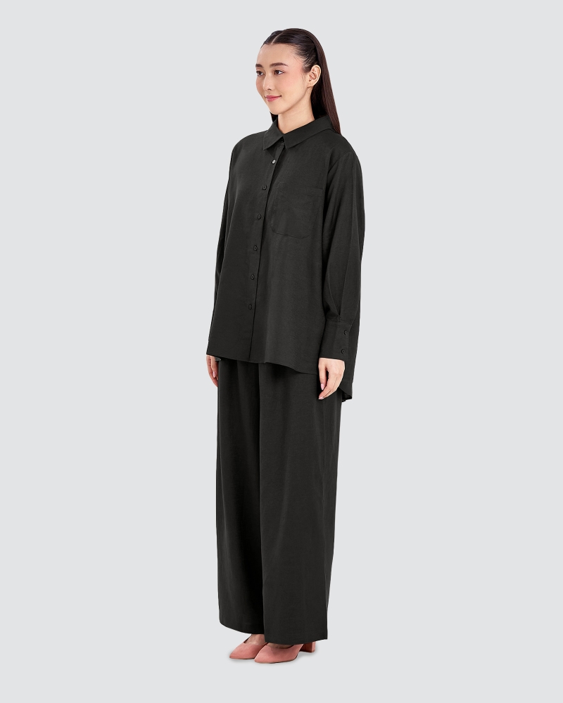 Image of FAYE LINEN SHIRT - BLACK