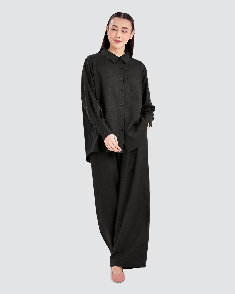 Image of FAYE LINEN SHIRT - BLACK