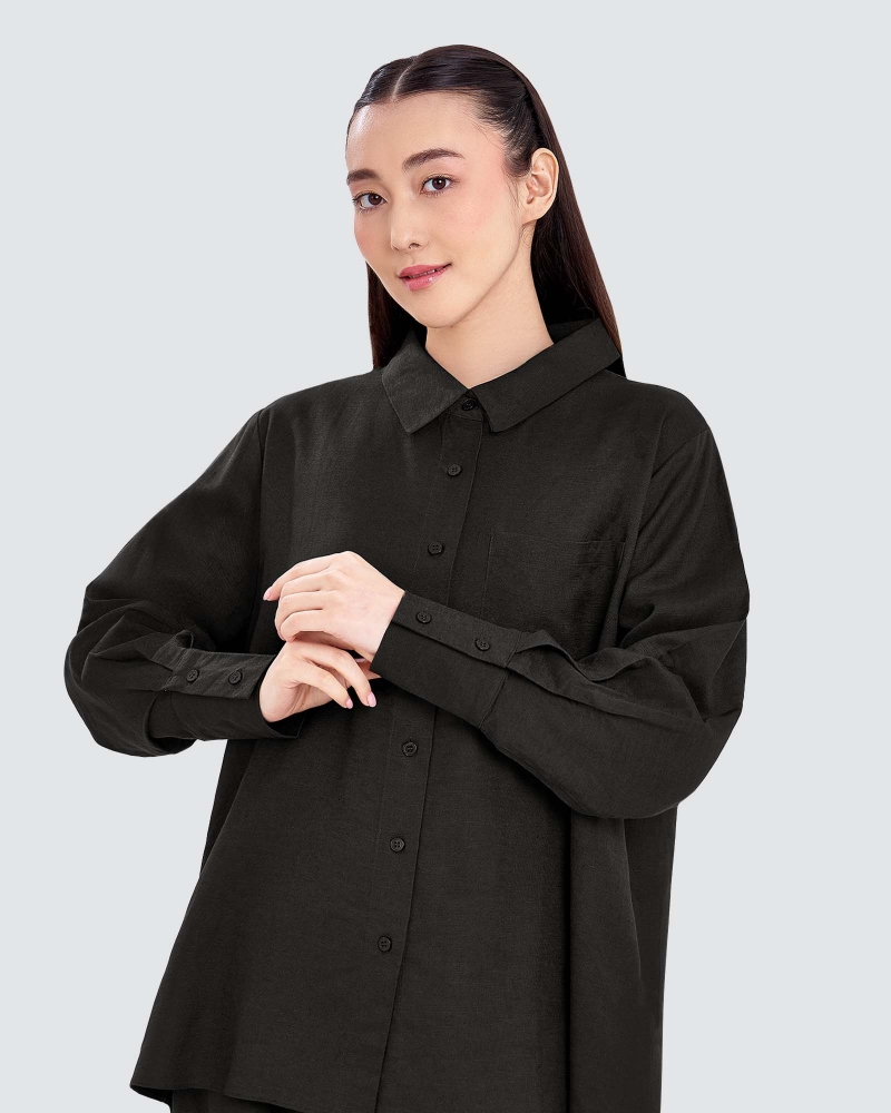 Image of FAYE LINEN SHIRT - BLACK
