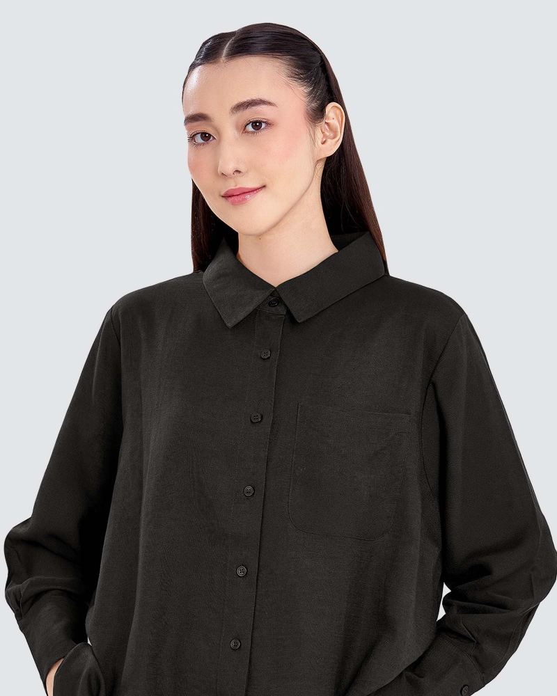 Image of FAYE LINEN SHIRT - BLACK