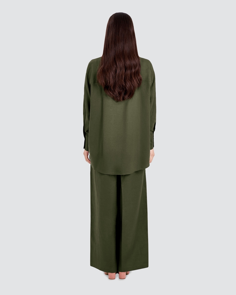 Image of FAYE LINEN SHIRT - PESTO