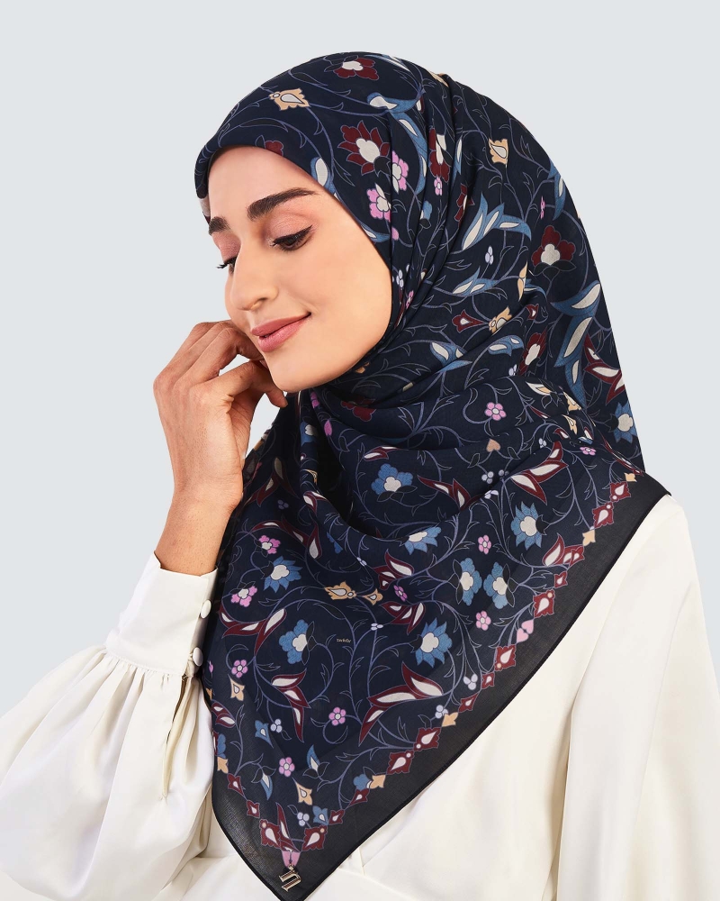 FREESIA COTTON VOILE SQUARE - DENIM