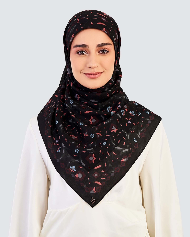 Image of FREESIA COTTON VOILE SQUARE - MIDNIGHT