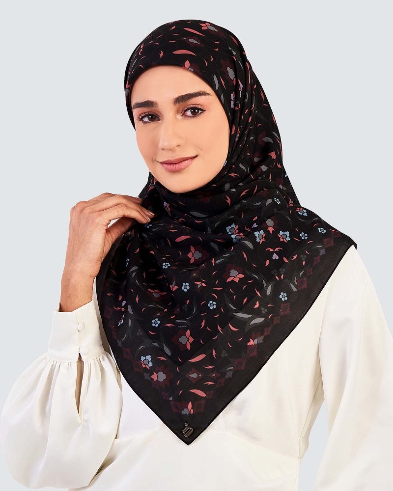 Image of FREESIA COTTON VOILE SQUARE - MIDNIGHT