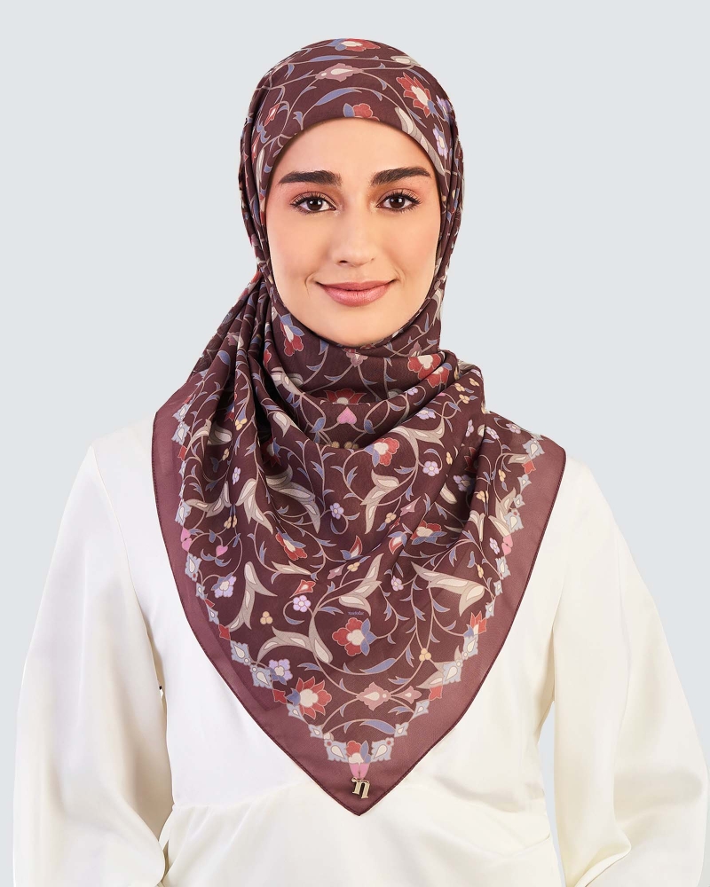 Image of FREESIA COTTON VOILE SQUARE - MOCHA