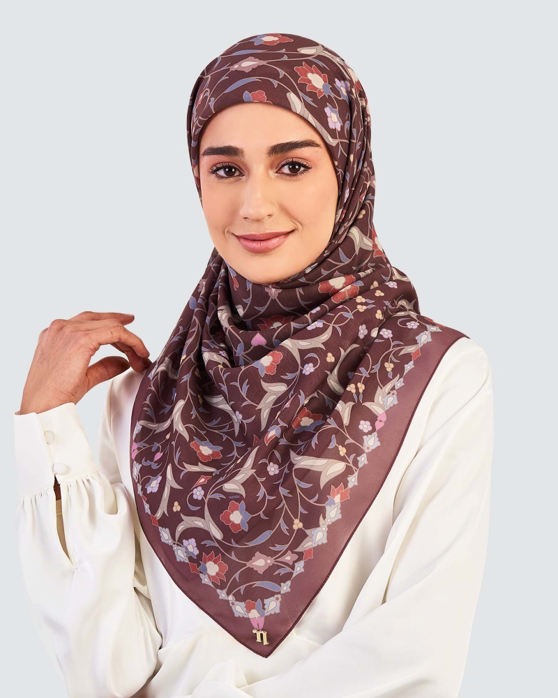 FREESIA COTTON VOILE SQUARE - MOCHA