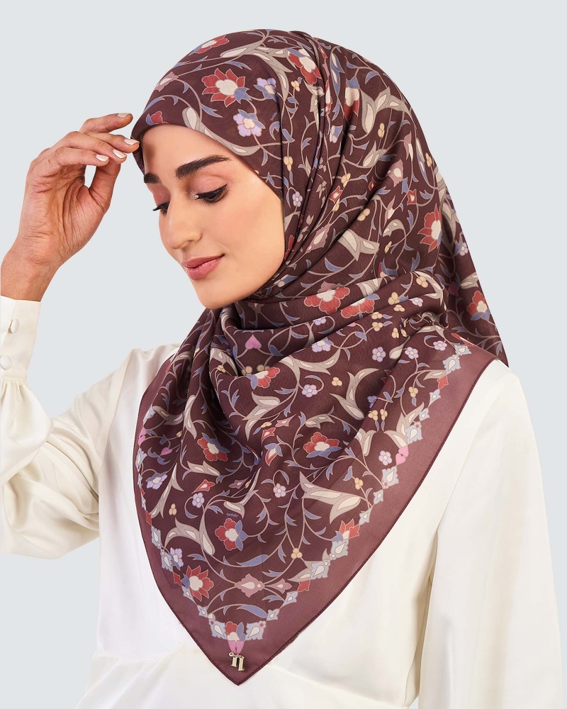 Image of FREESIA COTTON VOILE SQUARE - MOCHA