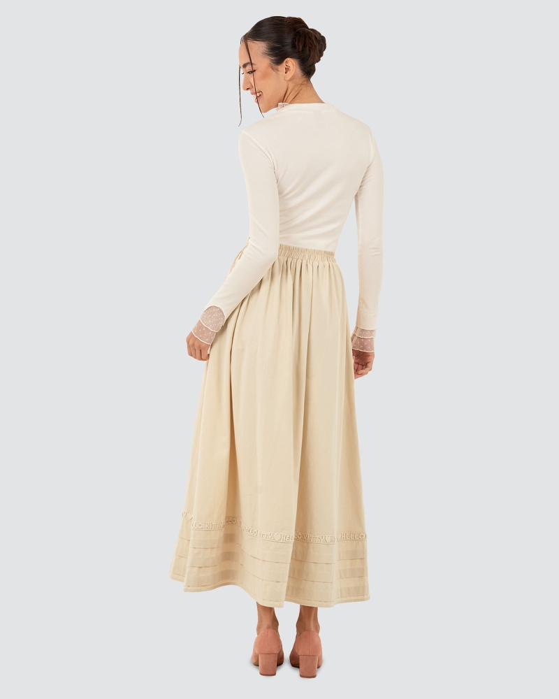 Image of HELLO KITTY X NAELOFAR CHIC SKIRT - MACADAMIA