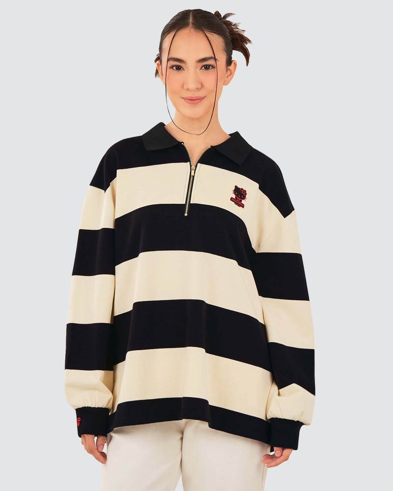 Image of HELLO KITTY X NAELOFAR ZIPPER TOP - NOIR