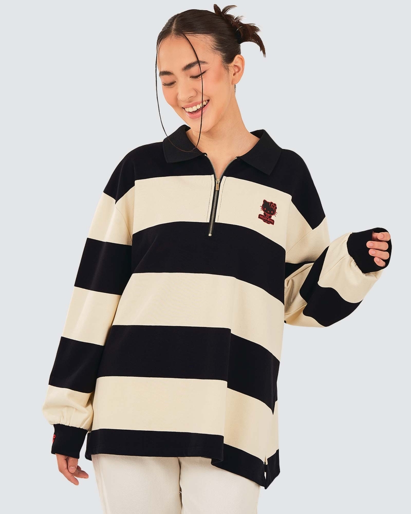 Image of HELLO KITTY X NAELOFAR ZIPPER TOP - NOIR