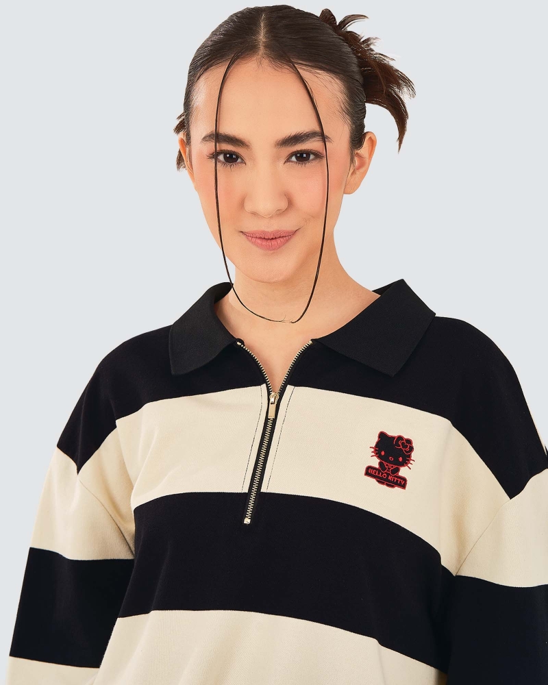 Image of HELLO KITTY X NAELOFAR ZIPPER TOP - NOIR