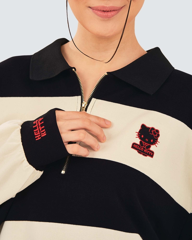 Image of HELLO KITTY X NAELOFAR ZIPPER TOP - NOIR