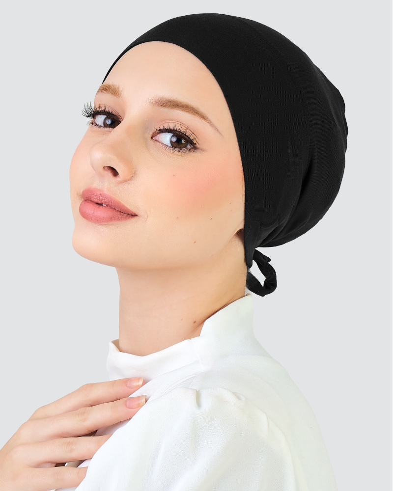 Image of INNER DRAWSTRING SNOWCAP - BLACK