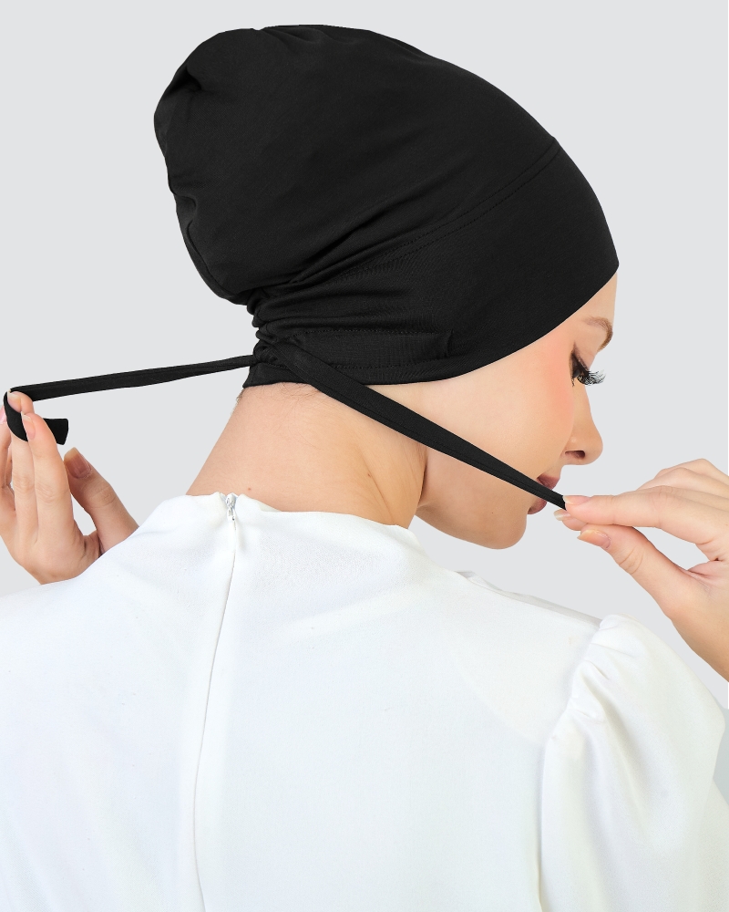 Image of INNER DRAWSTRING SNOWCAP - BLACK
