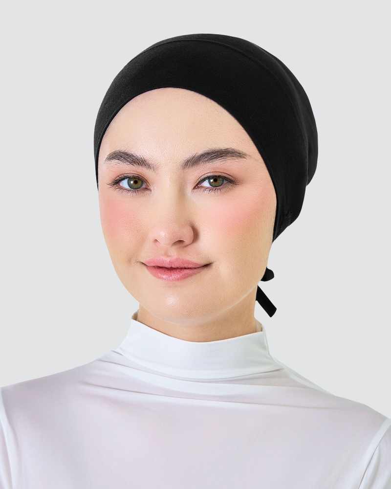 Image of INNER DRAWSTRING SNOWCAP - JET BLACK