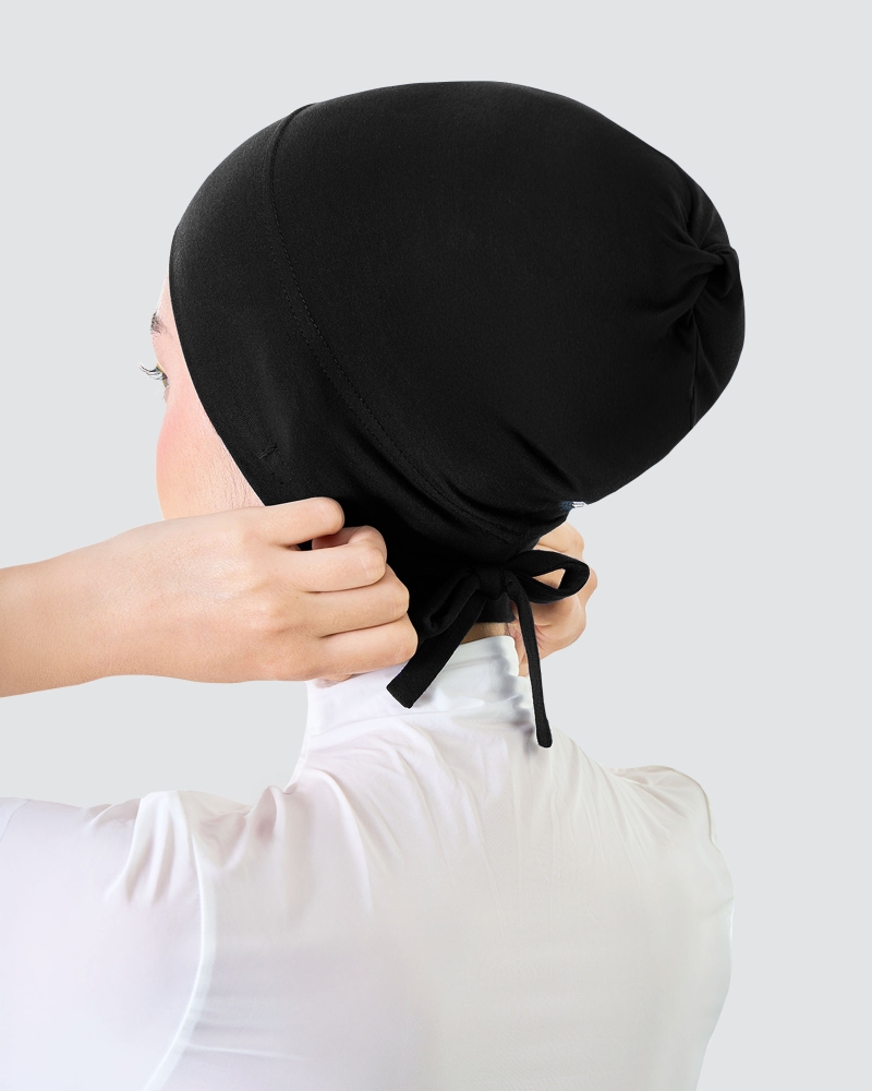 Image of INNER DRAWSTRING SNOWCAP - JET BLACK