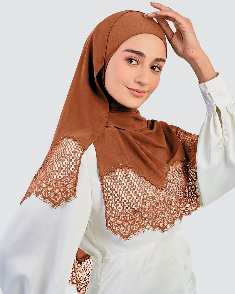 JANNA LACE CRYSTAL SHAWL - TERRACOTTA