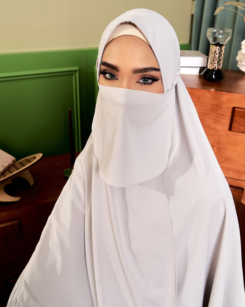 Image of X-PRESS KHALEESI KHIMAR WITH NIQAB - COLD GREY