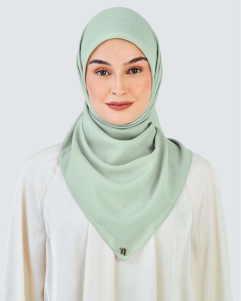 Image of LADY DIANA COTTON VOILE SQUARE - JADE
