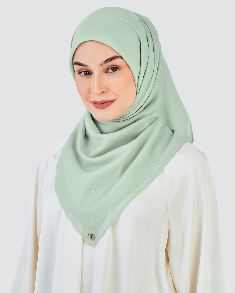 Image of LADY DIANA COTTON VOILE SQUARE - JADE