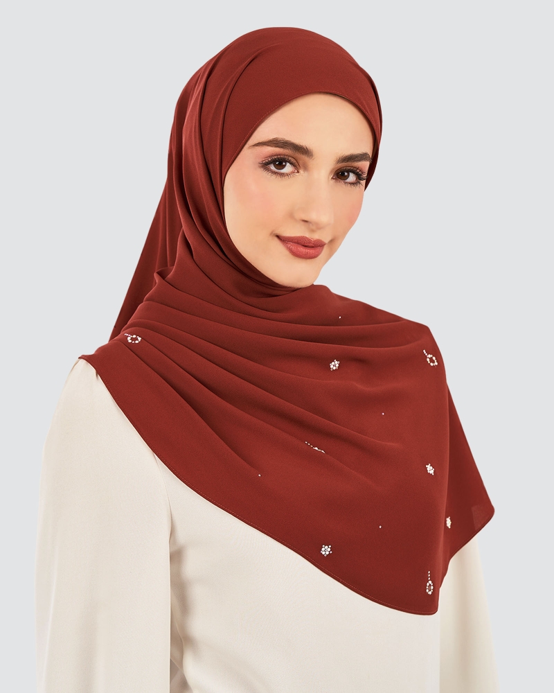 Image of LADY GRACE CRYSTAL CHIFFON SHAWL - BURNTUMBER