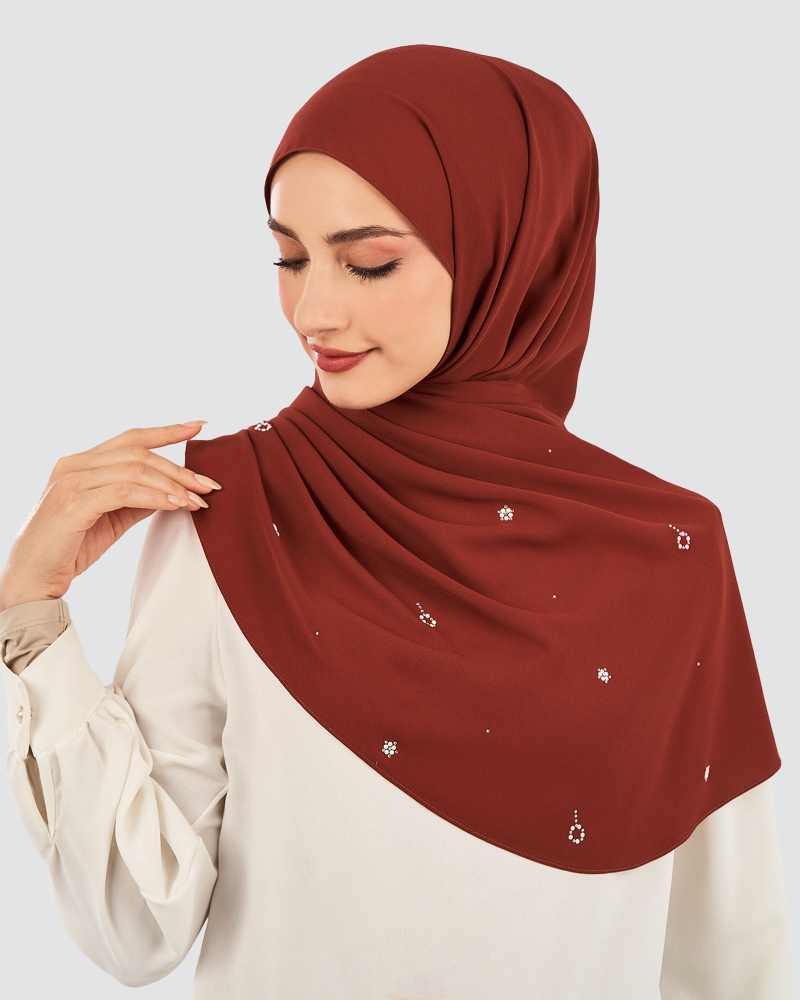 Image of LADY GRACE CRYSTAL CHIFFON SHAWL - BURNTUMBER