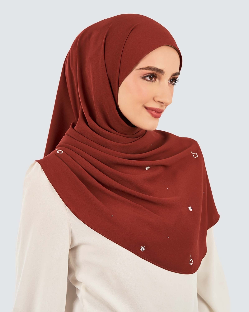 LADY GRACE CRYSTAL CHIFFON SHAWL - BURNTUMBER