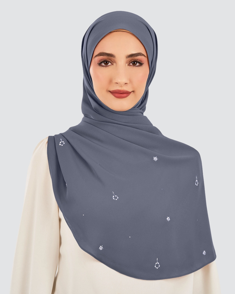 LADY GRACE CRYSTAL CHIFFON SHAWL - DEEP LAGOON