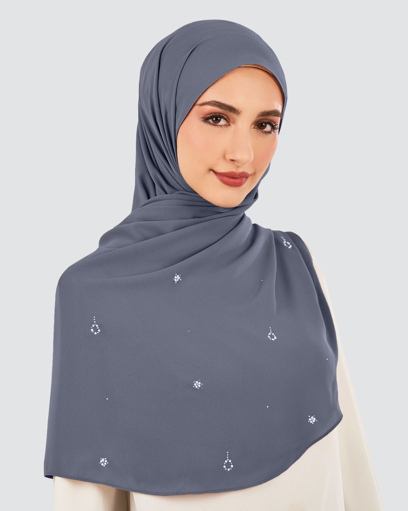 Image of LADY GRACE CRYSTAL CHIFFON SHAWL - DEEP LAGOON