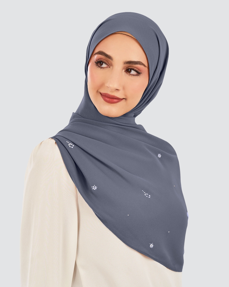 Image of LADY GRACE CRYSTAL CHIFFON SHAWL - DEEP LAGOON