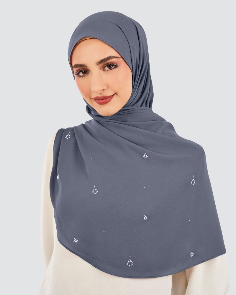 Image of LADY GRACE CRYSTAL CHIFFON SHAWL - DEEP LAGOON