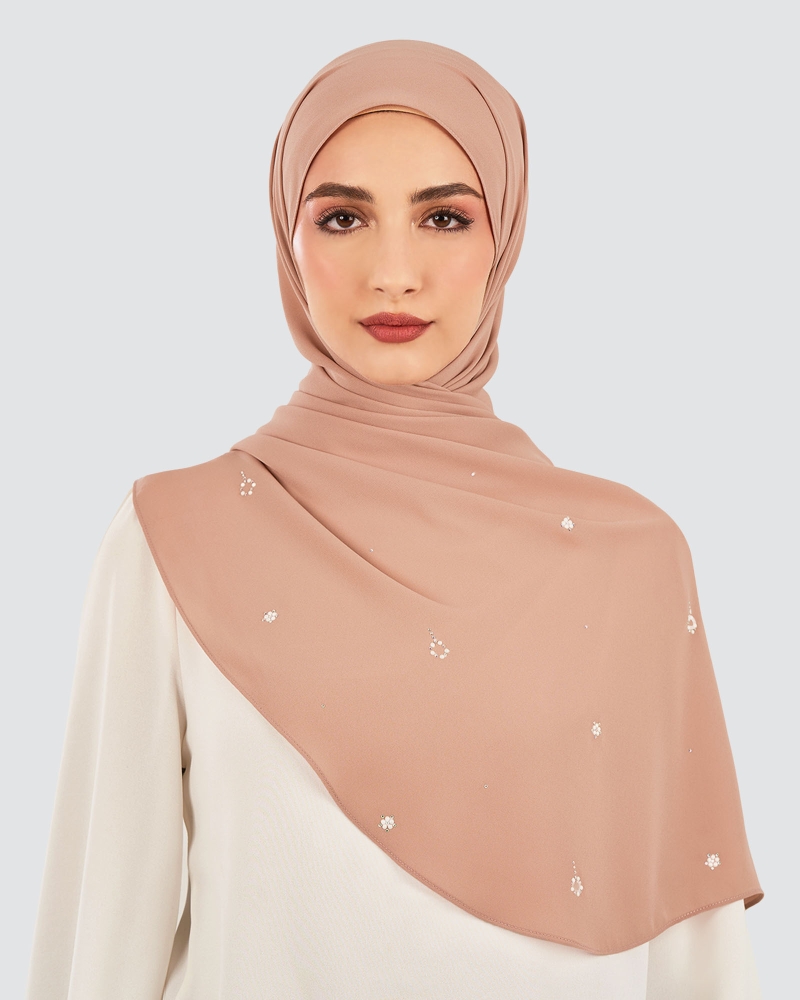 Image of LADY GRACE CRYSTAL CHIFFON SHAWL - OLD ROSE