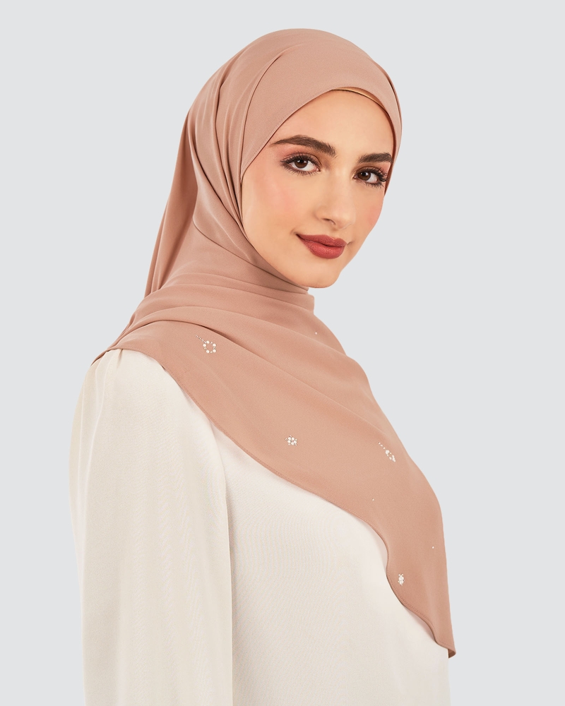 Image of LADY GRACE CRYSTAL CHIFFON SHAWL - OLD ROSE