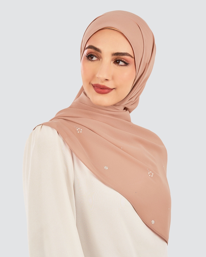 Image of LADY GRACE CRYSTAL CHIFFON SHAWL - OLD ROSE