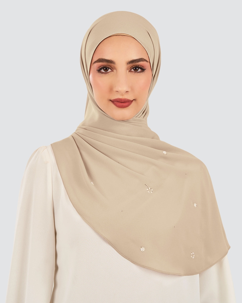 Image of LADY GRACE CRYSTAL CHIFFON SHAWL - PAMPAS