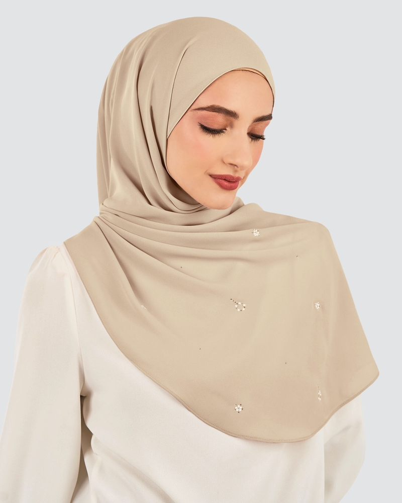 Image of LADY GRACE CRYSTAL CHIFFON SHAWL - PAMPAS