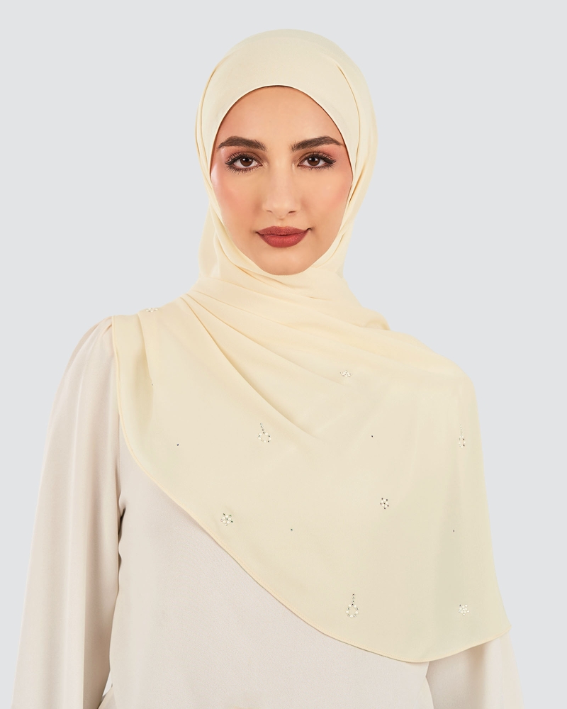 Image of LADY GRACE CRYSTAL CHIFFON SHAWL - RICOTTA