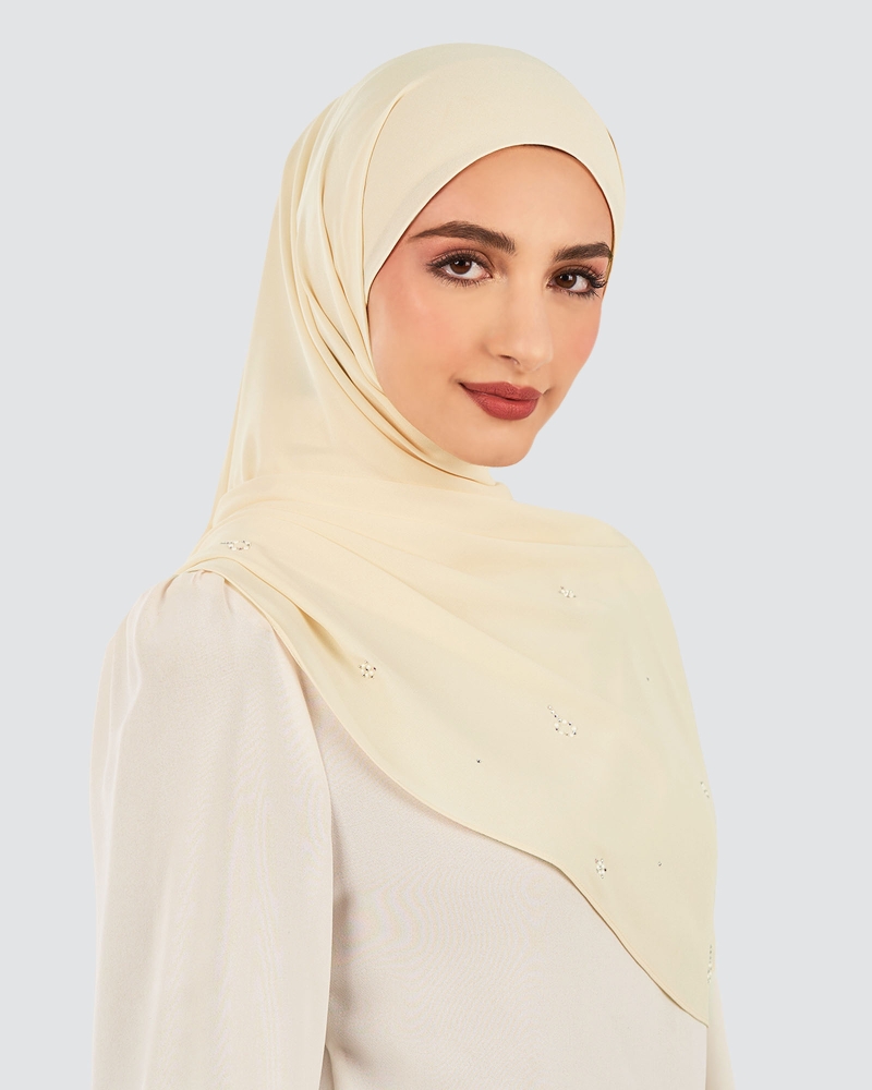 Image of LADY GRACE CRYSTAL CHIFFON SHAWL - RICOTTA