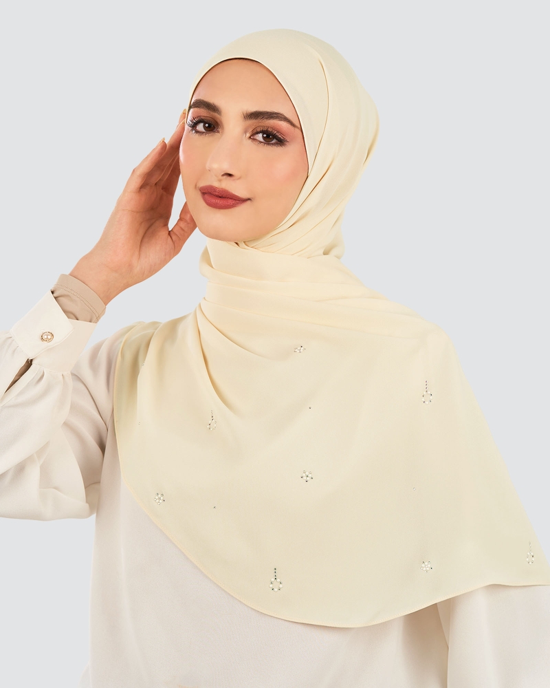 LADY GRACE CRYSTAL CHIFFON SHAWL - RICOTTA