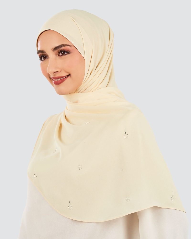 Image of LADY GRACE CRYSTAL CHIFFON SHAWL - RICOTTA