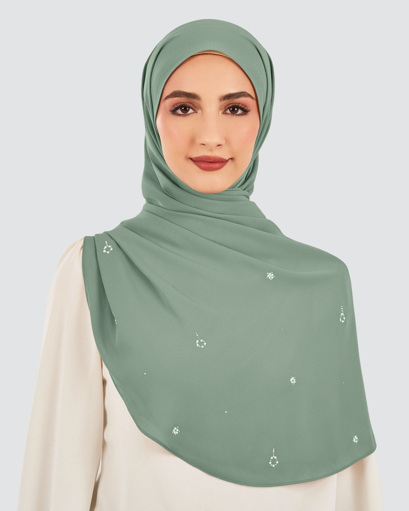 Image of LADY GRACE CRYSTAL CHIFFON SHAWL - SEA SALT