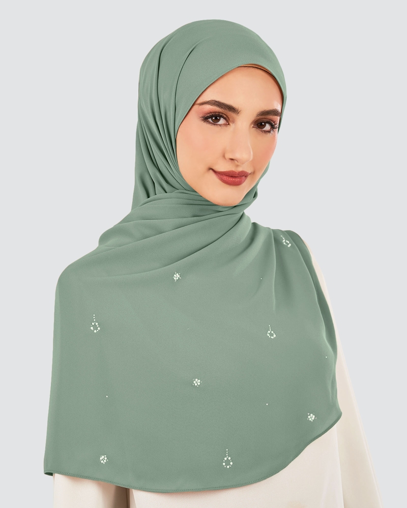 LADY GRACE CRYSTAL CHIFFON SHAWL - SEA SALT