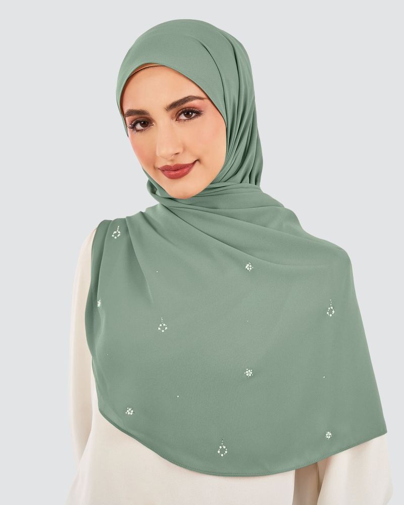 Image of LADY GRACE CRYSTAL CHIFFON SHAWL - SEA SALT
