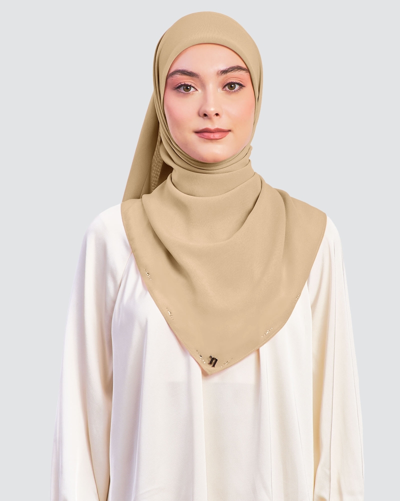Image of LADY YASMINE WOOL CHIFFON SQUARE - BROWN SUGAR