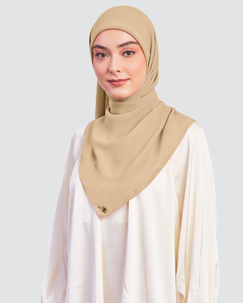 Image of LADY YASMINE WOOL CHIFFON SQUARE - BROWN SUGAR