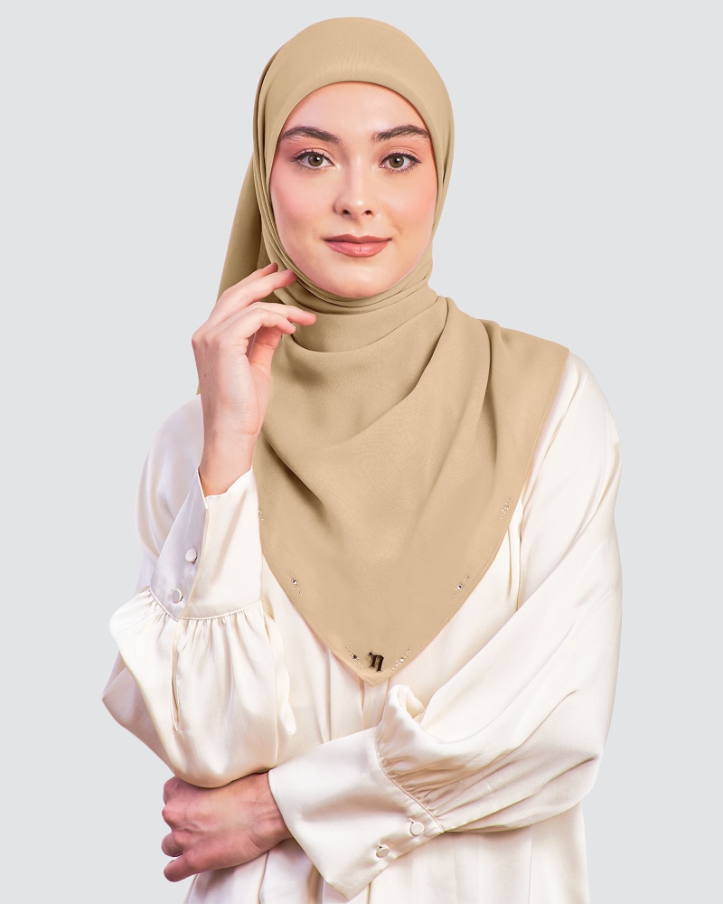 Image of LADY YASMINE WOOL CHIFFON SQUARE - BROWN SUGAR