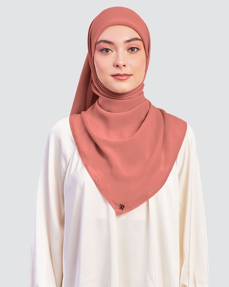 Image of LADY YASMINE WOOL CHIFFON SQUARE - GRAPEFRUIT