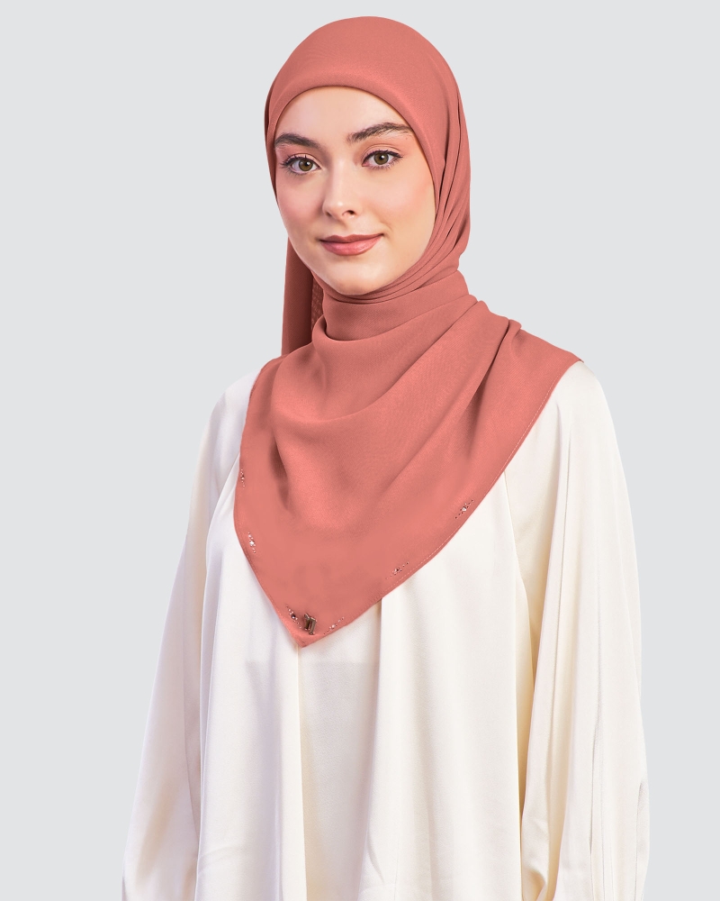 Image of LADY YASMINE WOOL CHIFFON SQUARE - GRAPEFRUIT